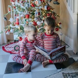 Pact organic cotton unisex kids Candy Cane Pajama Set